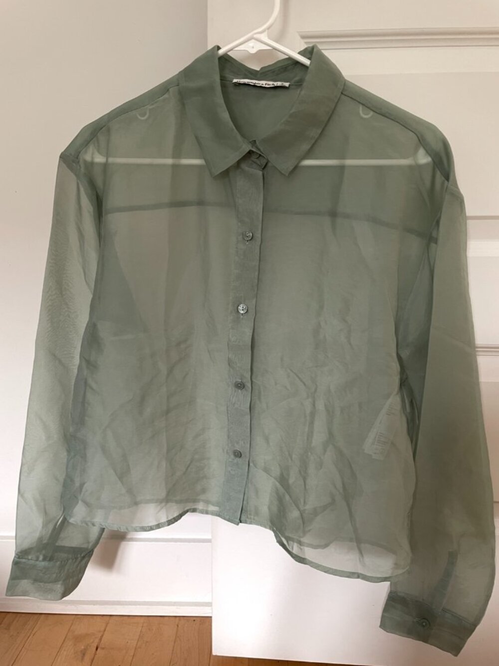 Abercrombie & Fitch Sage Mint Organiza Sheer Shirt